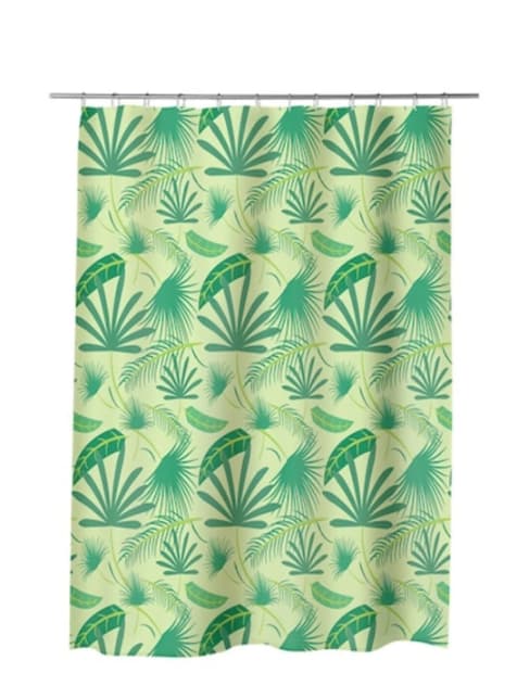 Fotografie produs: Perdea de baie 180x180 cm, rezistentă la apă și ușor de întreținut frunze verzi