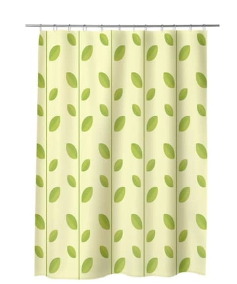 Fotografie produs: Perdea de baie 180x180 cm, rezistentă la apă și ușor de întreținut frunze mici verzi