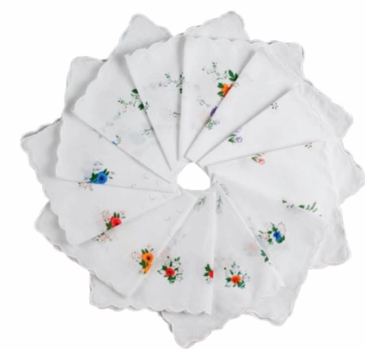 Fotografie produs: Set 12 batiste dama 27x27cm, brodate, bumbac 100%