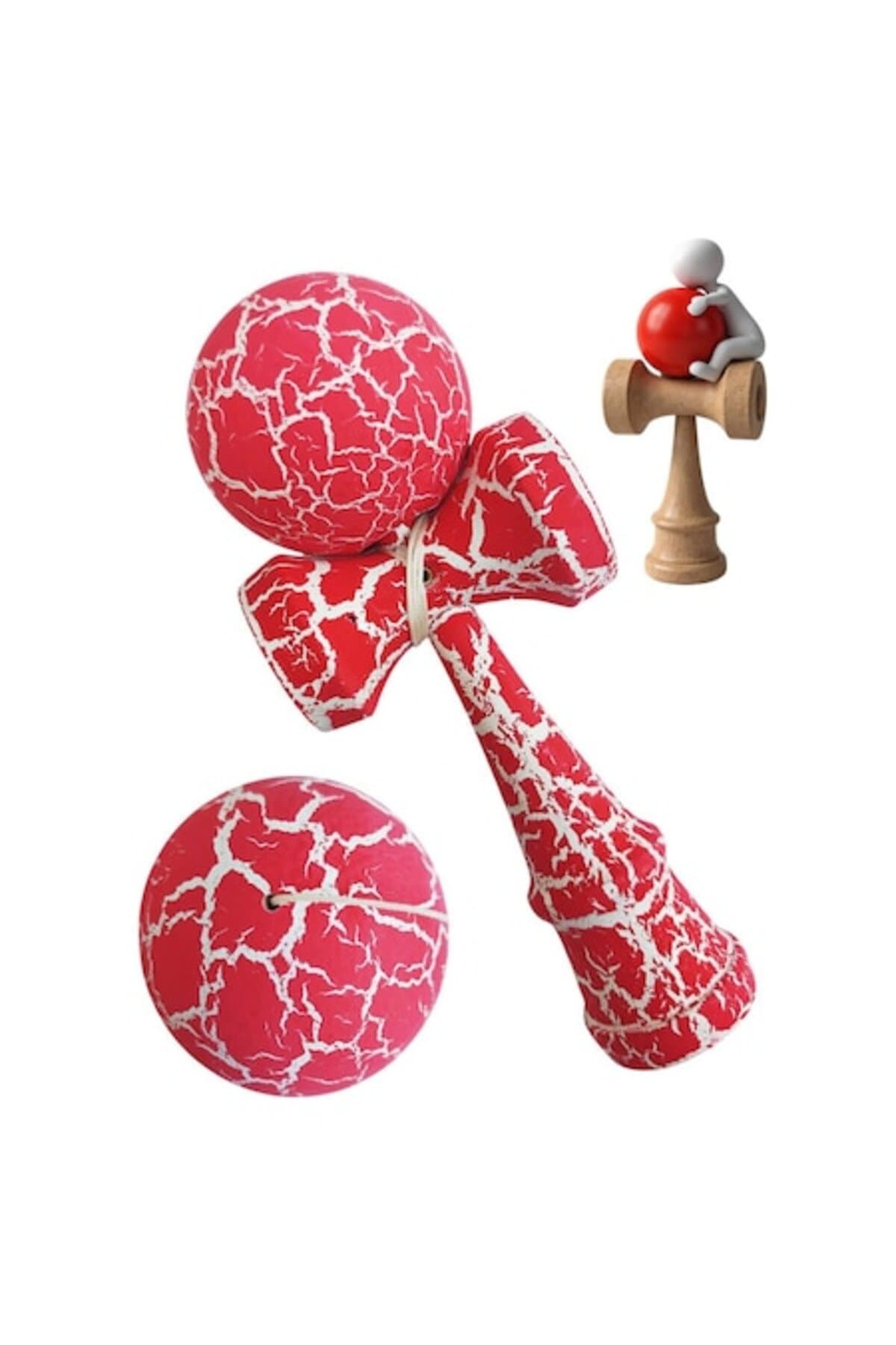 Fotografie produs: Kendama Professional, Minge din lemn cu design artistic cu crapaturi + Autocolant pentru telefon, 111KD