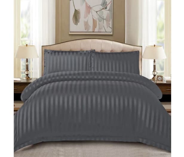 Fotografie produs: Lenjerie de pat din Damasc, pentru pat dublu, 6 piese-gri inchis 200 x 230 cm