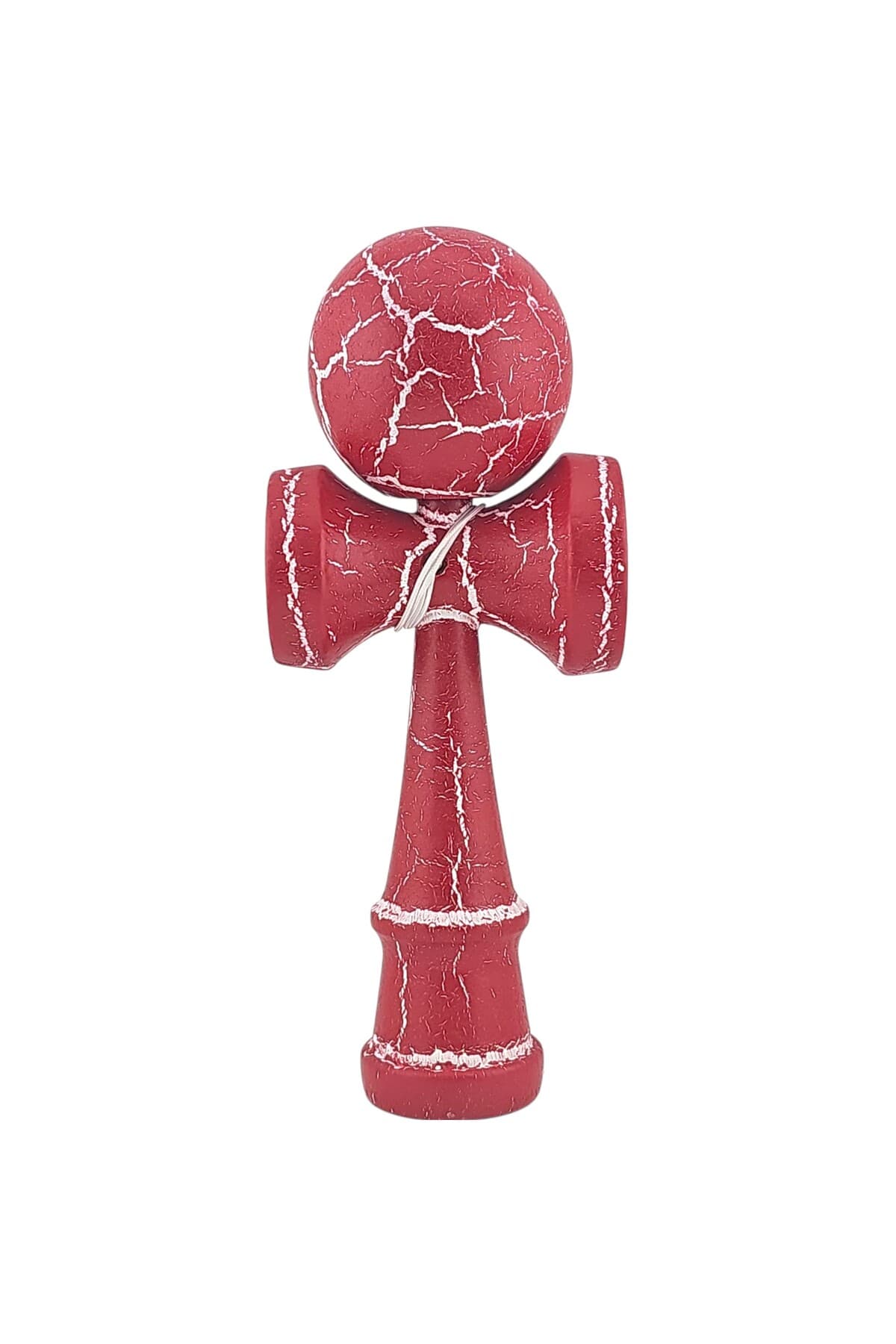Kendama X Originala, Profesionala, Leski, Cracked, din Lemn, 18 cm, Rosu/Alb
