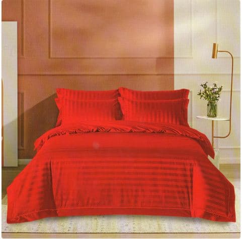 Fotografie produs: Lenjerie de pat din Damasc, pentru pat dublu, 6 piese-rosu 200 x 230 cm