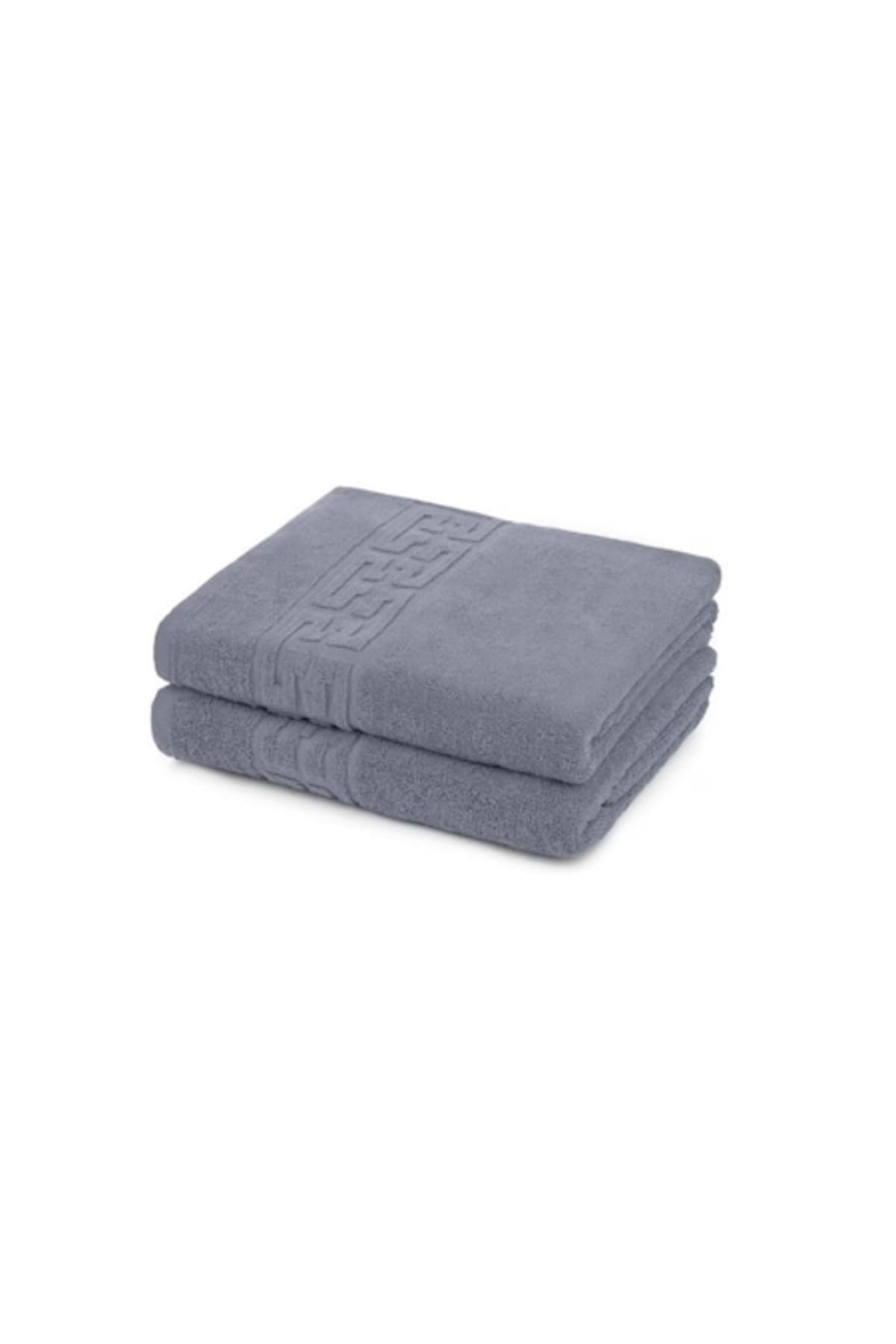 Fotografie produs: Set de 1 prosop de baie 70 x 140 si 1 prosop de fata 50 x 90, 500g, calitate hoteliera, model grecesc, gri